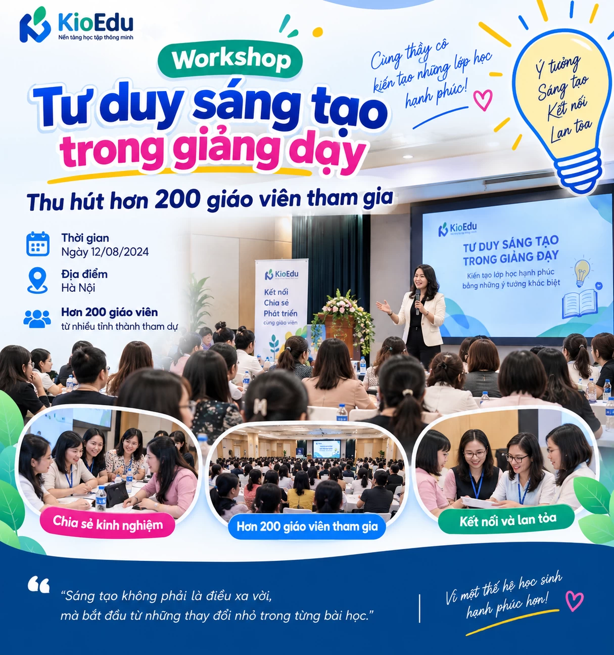 Workshop "Tư duy sáng tạo trong giảng dạy" thu hút hơn 200 giáo viên tham gia