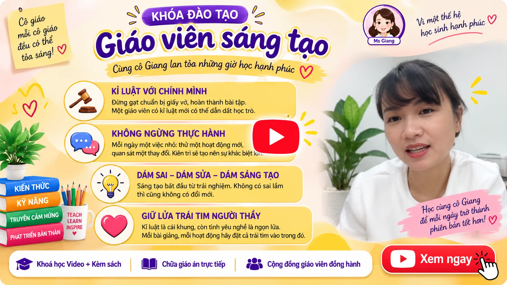 Khoá học Video + Kèm sách + Chữa giáo án trực tiếp với Cô Giang